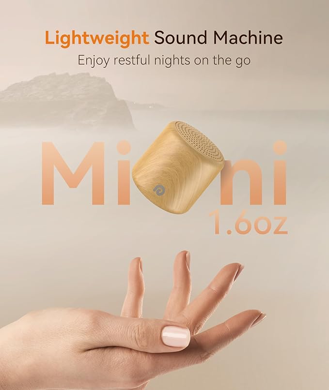 Dreamegg Sound Machine for Baby&Adults - Travel Sound Machine for Sleep, Features Powerful Battery, Egg-Sized, 16 Soothing Sounds, Timer, Sound Machine for Baby Adults Office Privacy Home Gift, Wood - Bloomnest