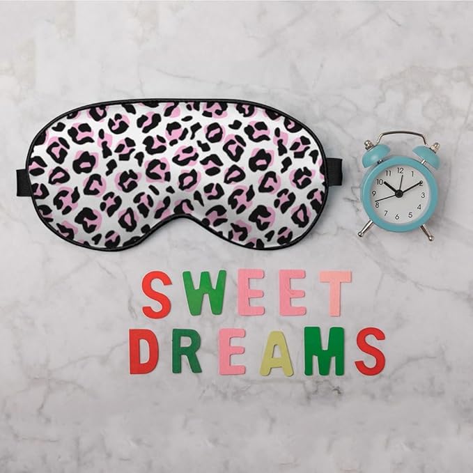 Leopard Eye Mask Sleeping Mask Pink Black Leopard Print Animal Sleep Masks Silky Soft Eye Cover for Women Men Shading Blindfold for Air Travel Sleeping - Bloomnest