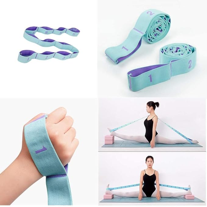 Stretch Straps, Elastic Stretching Strap with Adjustable 11 Loops, Fitness Leg Stretch Band Equipment Flexibility Trainer Resistance Stretch Assist Belt, for Physical Therapy, Pilates, Yoga, Ballet - Bloomnest
