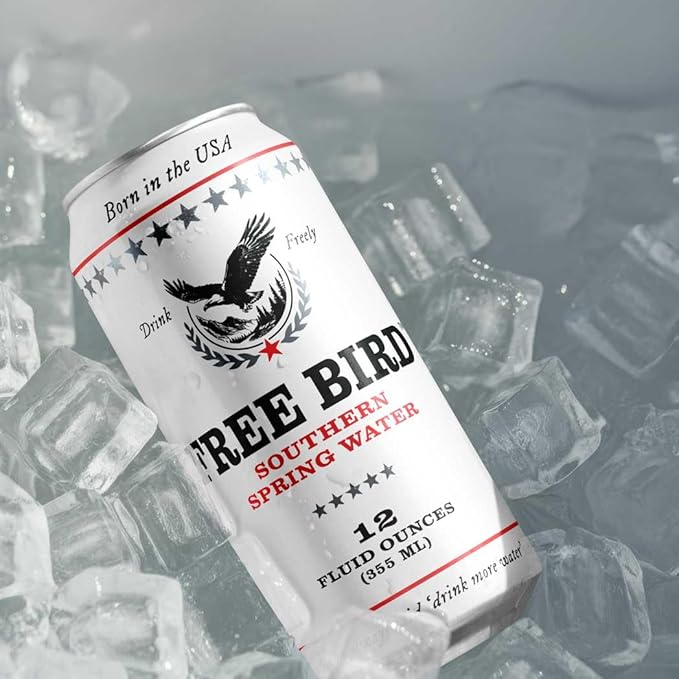 Free Bird Southern Still Spring Water - 12 Pack, 12oz Cans, Zero Calories, Crisp & Clean Pure Georgia Blue Ridge Mountain Water, Naturally Sourced, Shelf-Stable - Bloomnest