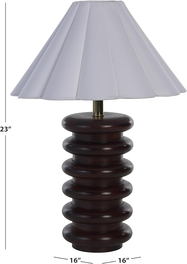 SAFAVIEH Lighting Collection Renata 23-inch Walnut Wood Table Lamp (LED Bulb Included) - Bloomnest