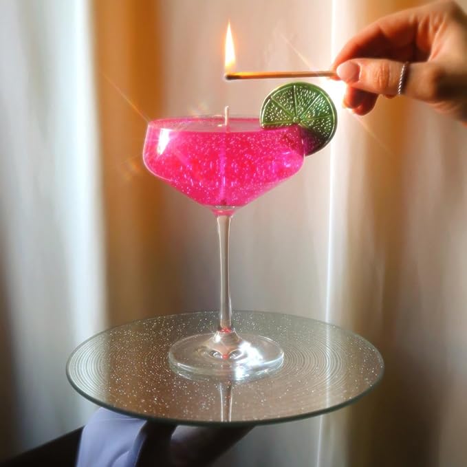 Cosmopolitan Cocktail Candle, 40+ Hour Long-Lasting Burn Handcrafted Decorative Candles for Home Scented, Pink Candle Bar Cart Accessories, Pink Room Decor - Bloomnest