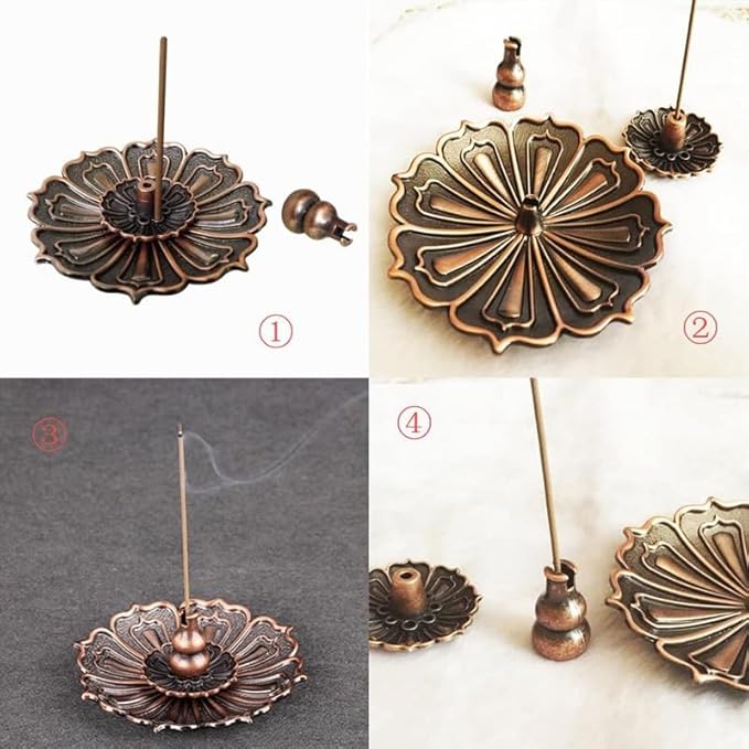 Incense Holder with Incense Stick Tray,Multi-Functional Incense Burner and Stick Holder Combo (1, Dull Red) - Bloomnest