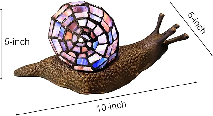 Bieye L10976 Land Snail Tiffany Style Stained Glass Accent Table Lamp for Home Decoration (Purple, 10" D x 5" W x 5" H) - Bloomnest