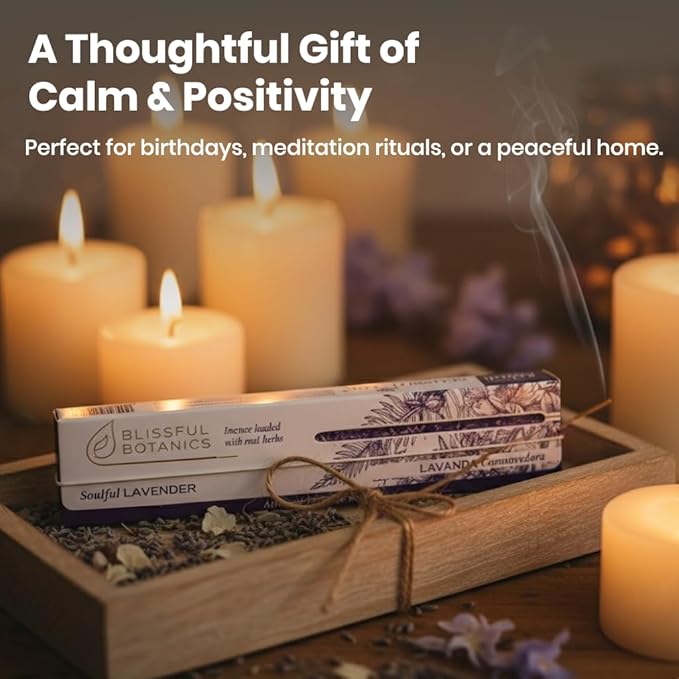 Tulasi Lavender Incense Sticks for Calming (48 Scent Sticks) | with Real Herbs | Long-Lasting 55-Minute Burn | Natural Essential Oils | Perfect for Meditation, Relaxation & Improves Sleep Tulasi