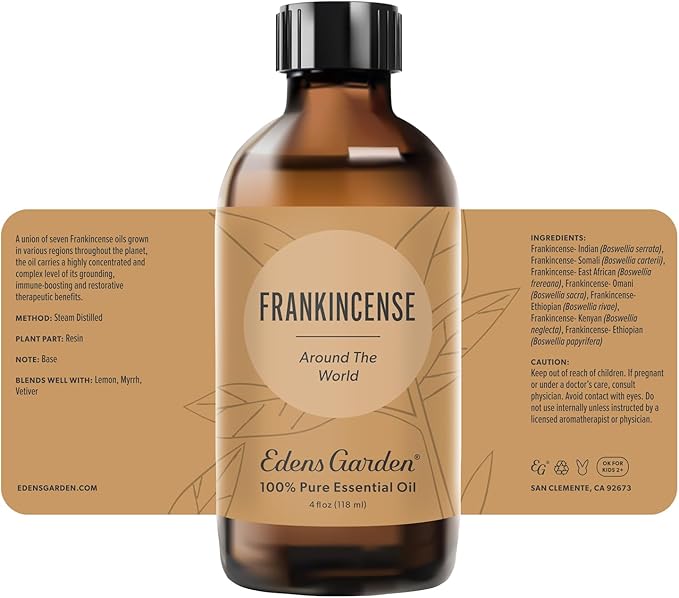 Edens Garden Frankincense Around The World Essential Oil- 100% Pure Premium Grade, Undiluted, Natural, Therapeutic, Aromatherapy, The Best for Diffuser, Skin, Face, Hair 118 ml (4 fl oz) - Bloomnest