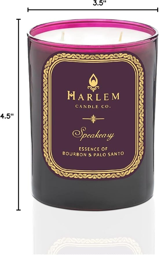 HARLEM CANDLE CO. Speakeasy - Luxury Scented Soy Candle, 11 oz - 80-Hour Burn Time | Palo Santo, Cardamom, Incense, Bourbon, Tobacco and Patchouli | Scented Candles for Home - Bloomnest