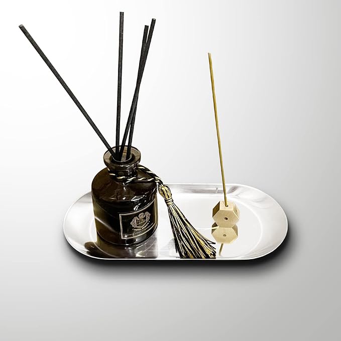 Minimalist Incense Holder for Sticks - Incense Burner Ash Catcher Zen Decor for Yoga & Meditation - 7" L X 3.3" W (Silver) - Bloomnest