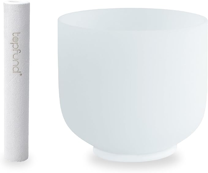 TOPFUND 8 inch 432 Hz F Note Crystal Singing Bowl Heart Chakra with Suede Mallet - Bloomnest