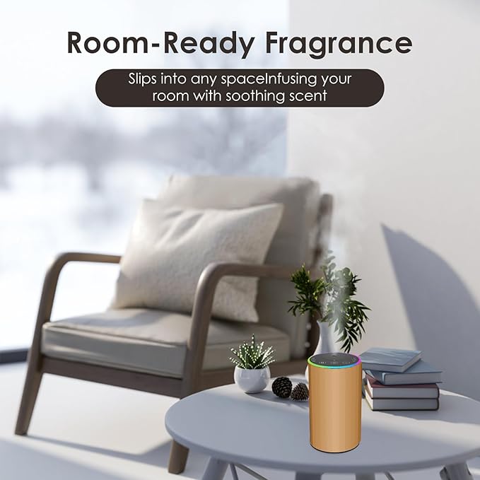 Waterless Essential Oil Diffuser, Battery Powered Mini Scent Air Machine, Aromatherapy Mist Diffuser for Home Room Car Office (Gold) - Bloomnest