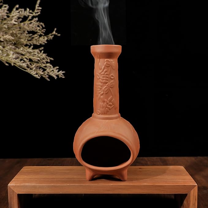 Handmade Terracotta Palo Santo Holder & Mini Chiminea Incense Dish-Elegant Cone Burner for Palo Santo Sticks & Sage-Ideal for Energy Cleansing, Yoga, Meditation,Zen,Altar Decor & Aromatherapy - Bloomnest