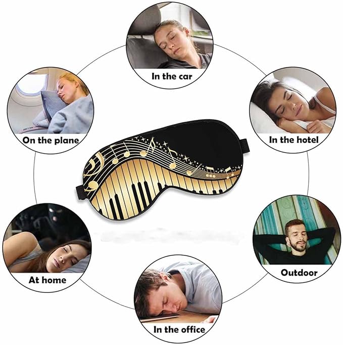 Piano Note Sleep Eye Mask Music Instrument Melodic Letter Twinkle Men Women Sleep Mask with Adjustable Strap Eye Cover Eye Shade for Travel, Nap,Meditation - Bloomnest