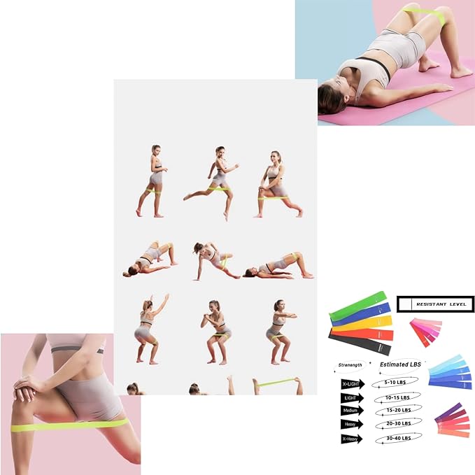 Cekaso Resistance Exercise Bands with 5 Resistance Levels for Strength Training and Physical Therapy, 5 vary - Bloomnest