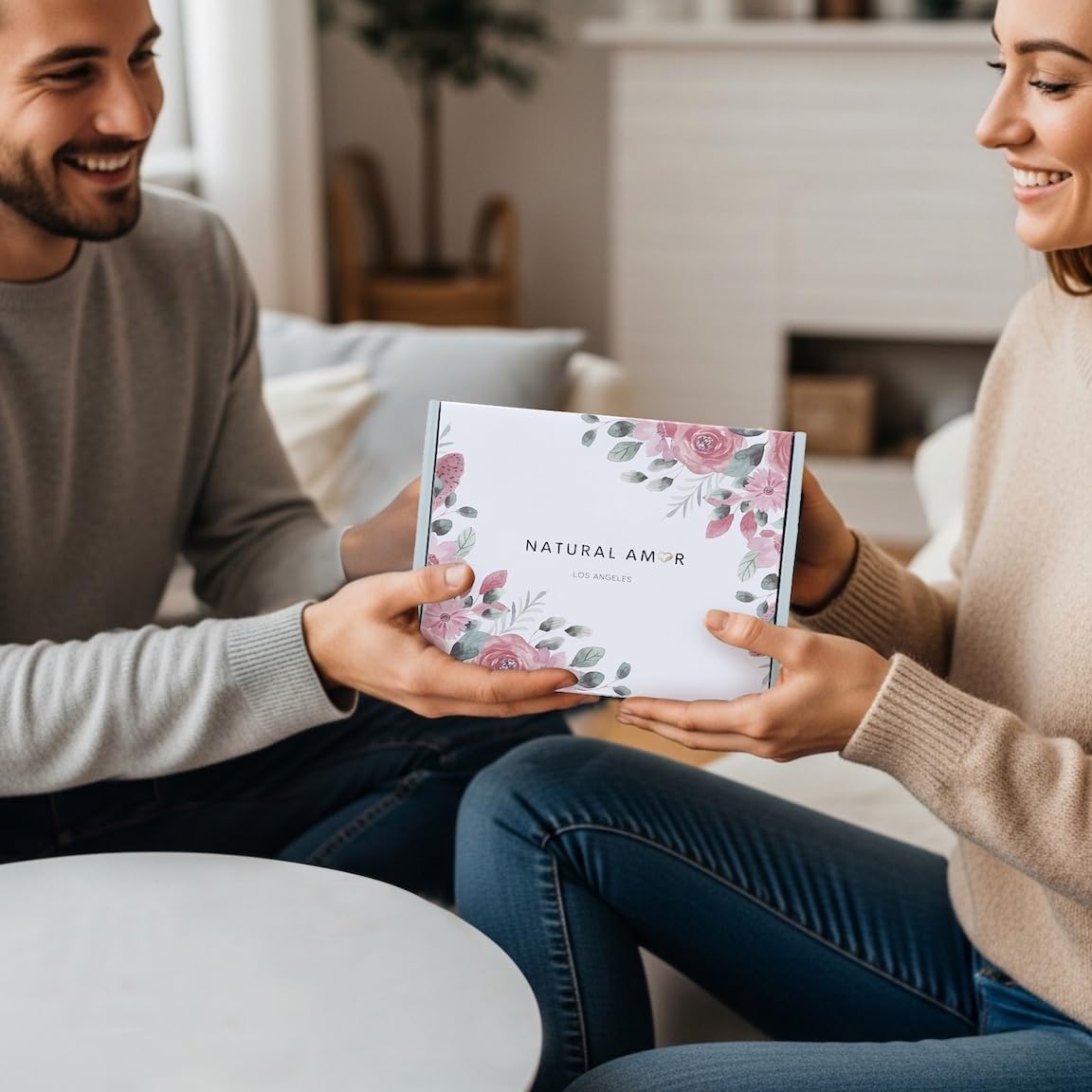 Natural Amor Rose Spa Gift Set – 6 pcs Handmade Self-Care Kit with Body Butter, Bath Salt, Clay Mask, Candle, Jade Roller & Bear Headband – Relaxation Gift for Women