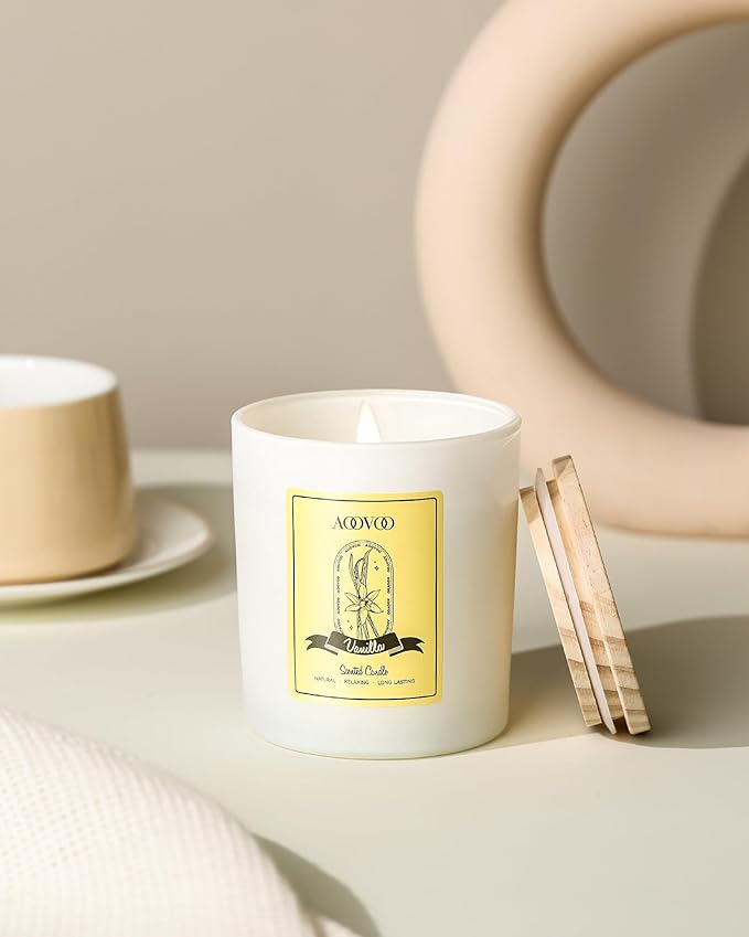 AOOVOO Vanilla Scented Candles for Women - Aromatherapy Candle with Crystals Inside, 10oz Soy Candles for Home Scented, Birthday Gifts Christmas Candle for Women Mom - Bloomnest