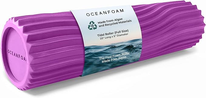 Oceanfoam Tidal Roller - Magenta - Muscle Massage Foam Roller for Back Pain & Stretching - Firm and Ergonomic Wide Wave Textured - Yoga, Athletics, & Wellness - Full Size, 20" x 5" - Bloomnest