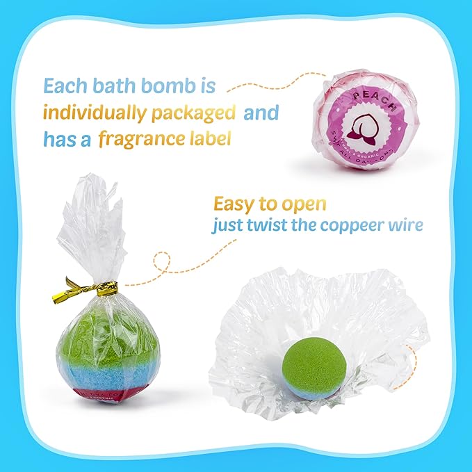 Bath Bombs for Kids, 12 Pcs Bath Bombs with Glow in The Dark Ocean Surprise Inside, Handmade Organic Bubble Bath Ball Gift Set for Boys and Girls, Gift for Birthday Christmas Easter - Bloomnest