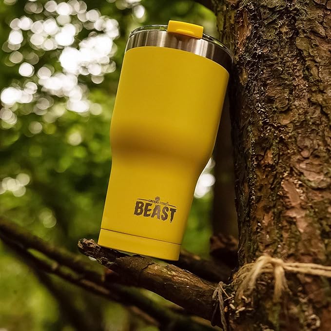 Beast 30 oz Tumbler Stainless Steel Vacuum Insulated Coffee Ice Cup Double Wall Travel Flask (Lemon) - Bloomnest