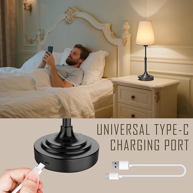 Portable Cordless Table Lamp, Built in Rechargeable Battery, 2700-6000k Color Temperature, Fully Dimmable, Scalable, Ambient Light for Patio, Restaurant, Bar, Bedroom, Dining (Black) - Bloomnest