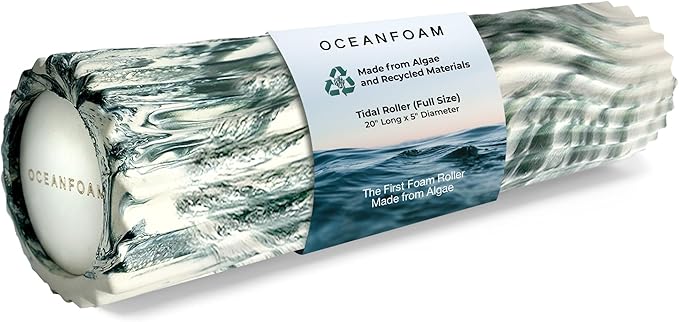 Oceanfoam Tidal Roller - Hunter Marbled - Muscle Massage Foam Roller for Back Pain & Stretching - Firm and Ergonomic Wide Wave Textured - Yoga, Athletics, & Wellness - Full Size, 20" x 5" - Bloomnest