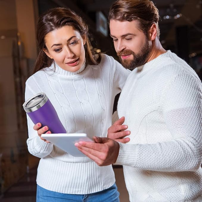 DOMICARE 20oz Tumbler with Lid Stainless Steel Tumblers Bulk, Double Wall Vacuum Insulated Coffee Travel Mug Powder Coated Tumbler, 1 Count (Pack of 1) Purple