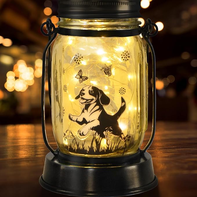 Beagle Gifts for Women/Men Beagle Solar Lanterns Dog Mom Birthday Dog Lovers Lantern Pet Loss Pet Memorial Lights Solar Garden Decoration Outside for Yard, Patio,Backyard,Porch - Bloomnest