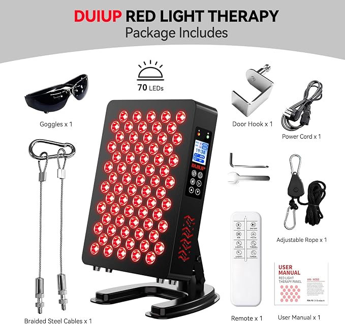 Red Light Therapy for Body & Face, Red Near Infrared Light 610-920nm with Timer and Adjustable Stand, Touch & Remote Control, 70 LEDs. Clinical Grade Panel for Energy, Pain, Skin, Recovery HOME