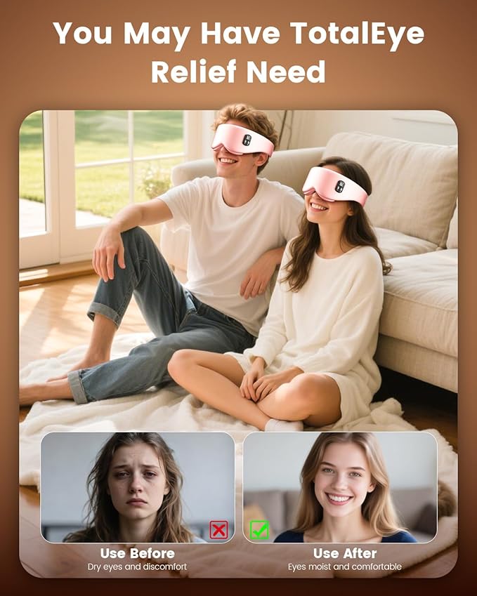 Heated Eye Mask - Cordless Eye Mask for Dry Eyes, Eye Relief, Improved Sleep, Timed Shutdown, 4 Temperature, Washable Eye Heating Pad for Travel, Removable for Cleaning - Rose Pink - Bloomnest