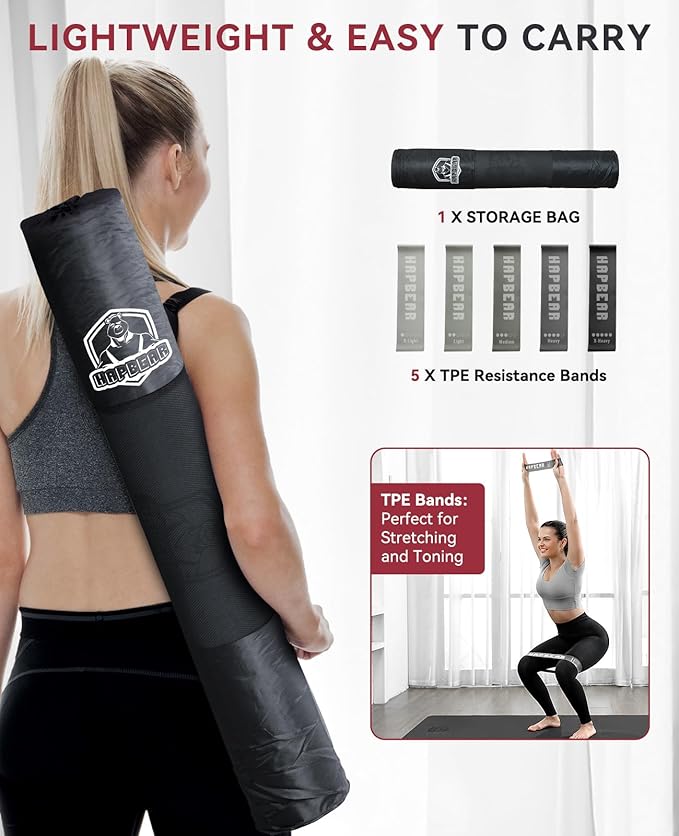 HAPBEAR Large Yoga Mat - 72"x36"x6mm (1/4 inch), Extra Wide Non-Slip Exercise Mat for Home Workout, Yoga, Pilates & Stretching, Durable & Eco-Friendly, Includes Bonus Resistance Bands & Carry Bag - Bloomnest