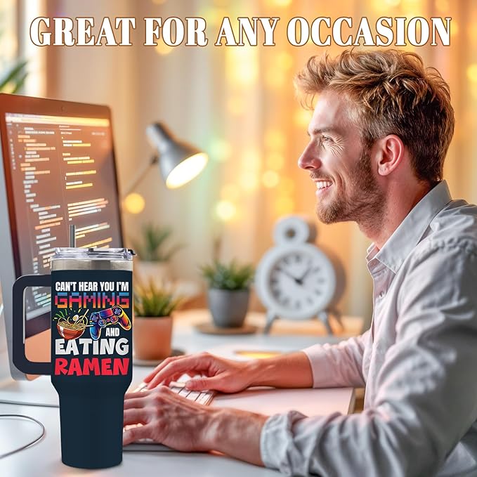 DUUV Gamer Gifts for Christmas, Gamer Tumbler 40 Oz, Gaming Gifts for Men Boys Kids Teen Son Adults, Gaming and Ramen Design, Birthday Gift for Gamers Lovers, Fun Game Room Decor Gift Ideas, 1PCS - Bloomnest
