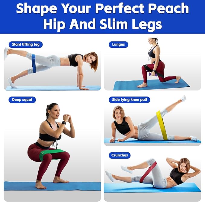 Resistance Bands for Working Out - Exercise Bands Set with Workout Guide - Fabric Elastic Bands for Physical Therapy - Fitness Bands Ideal for Legs Hip Glute - Bloomnest