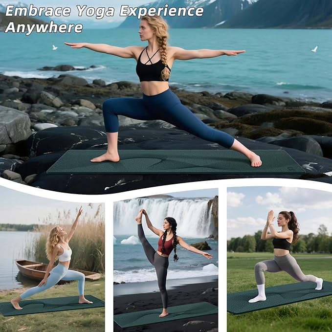 ILILI Yoga Mat, 72x25×0.3 Inch, Non-Slip, TPE Exercise Mat, Tear-Resistant, Fitness Yoga Mat with Carrying Strap, Ideal for Yoga, Pilates, Home Workouts, Stretching & All Fitness Routines - Bloomnest