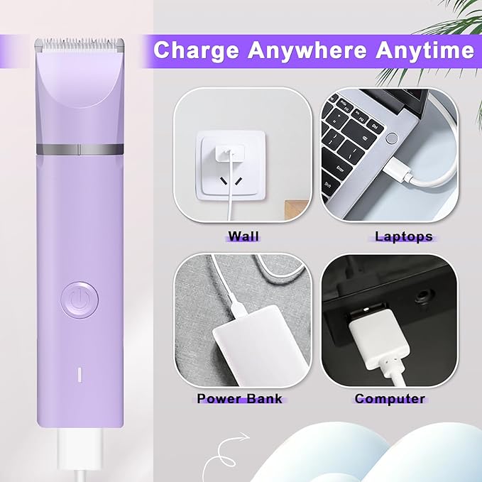 Dog Grooming Clippers Kit-Electric Rechargeable Cat Trimmer Tools-Cordless Quiet Pet Nail Paw Grinder-4 in 1 Multifunctional Low Noise Shaver-Razor for feet Face Ears Toenail Eye - Bloomnest