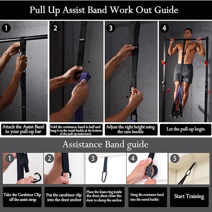 Ally Peaks Pull Up Assistance Bands,Heavy Duty Resistance Band for Pull Up Bar,Adjustable Weight/Size with Fabric Feet/Knee Rest Pull up bands,Up to 410lbs Assistance,resistance bands and assist bands - Bloomnest