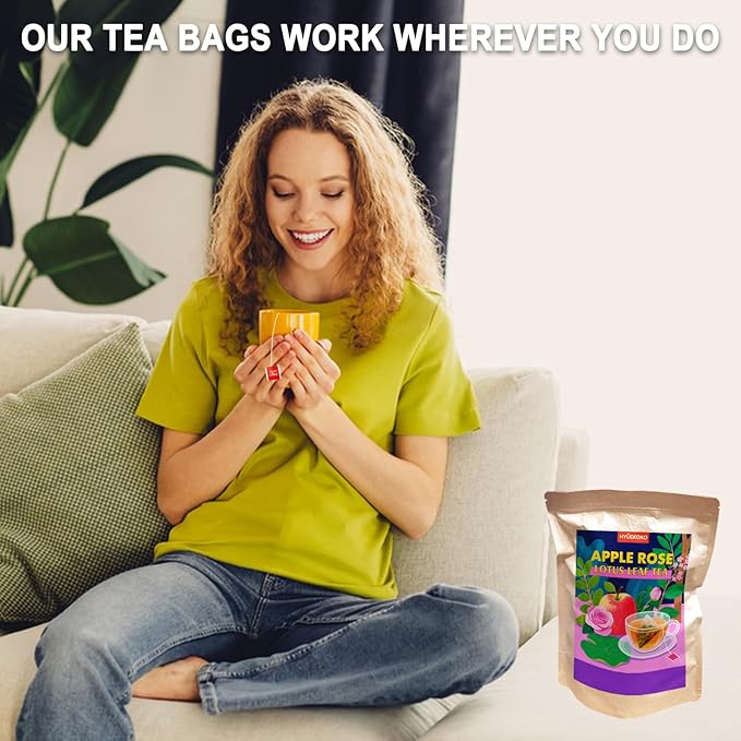 20 Bags Apple Rose Lotus Leaf Tea, Caffeine-Free Natural Ingredients Herbal Tea Bags, Support Digestion, No Additives, Daily Enjoyment Tea for Women - Bloomnest