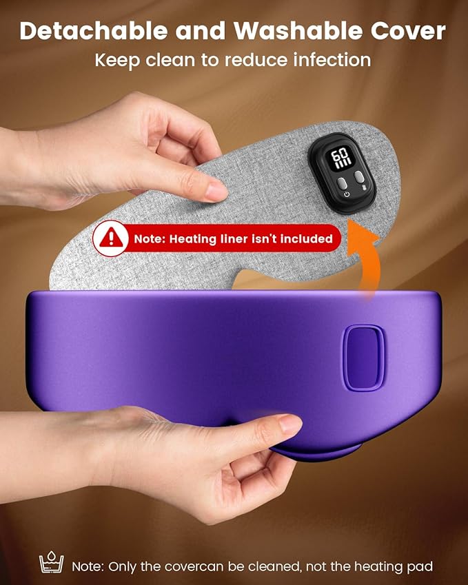 Heated Eye Mask Replaceable Cover - Electric Silk Eye Heating Pad Not Included, Adjustable Heated Sleep Eye Mask Cover, Stress and Tension Relief, Purple - Bloomnest