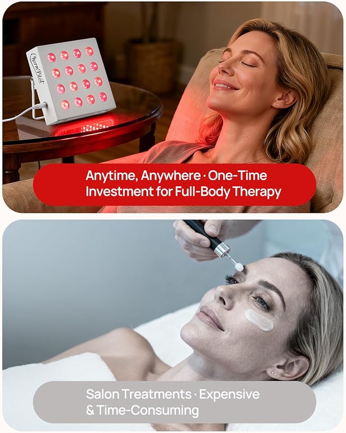 Red Light Therapy Panel for Body, 6 Wavelengths (630 nm, 660 nm, 810 nm, 830nm, 850 nm, 940 nm), 16LEDs, Near‑Infrared Light Therapy Device, Ease Discomfort and Revitalize Skin(White)