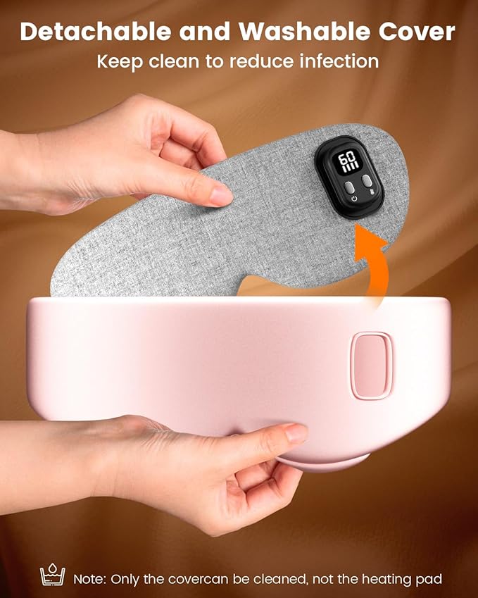 Heated Eye Mask - Cordless Eye Mask for Dry Eyes, Eye Relief, Improved Sleep, Timed Shutdown, 4 Temperature, Washable Eye Heating Pad for Travel, Removable for Cleaning - Pink