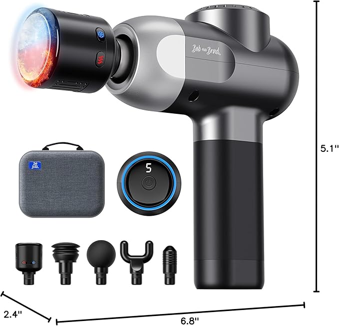 BOB AND BRAD C2 Pro Massage Gun with Heat and Cold Therapy, Mini Massager Gun Deep Tissue, Heated Professional Electric Back Massager for Athletes, Handheld Massager - Bloomnest