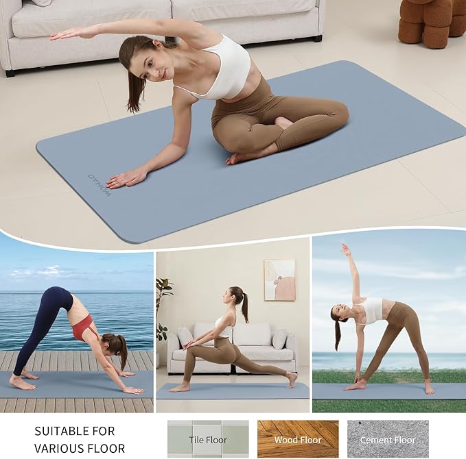 Extra Wide & Thick 8mm Yoga Mat, 72"x31.5" Large Non Slip Exercise Mat, Premium POE Material for Superior Cushioning & Stability, with Strap for Home Gym, Pilates - Bloomnest