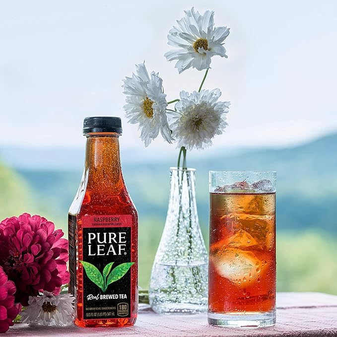 Pure Leaf Iced Tea, Raspberry, Real Brewed Tea, 18.5 Fl Oz Bottles (Pack of 12) - Bloomnest