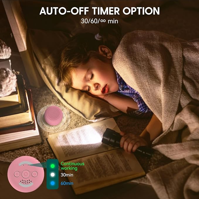 Babelio White Noise Sound Machine for Adults Kids Baby, Mini, 15 Non-looping Sounds, Timer, Memory Function, Easy to Pocket and Travel Pink - Bloomnest