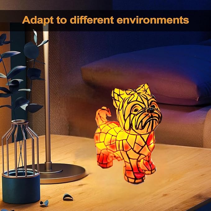 Retro Yorkshire Terrier Dog Colorful Resin Dog Table Lamp,3D Cute Pet Dogs Themed LED Night Lamp,Perfect Gift for Pet Lovers Retro Dachshund Dogs Design Home Decor Lighting(Yorkshire Terrier) - Bloomnest