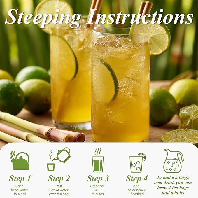 WT WEETEE Lemongrass Tea Bags, 100 Count Pure Lemon Grass Leaves Tea Bags, Natural Caffeine Free Herbal Tea - Bloomnest