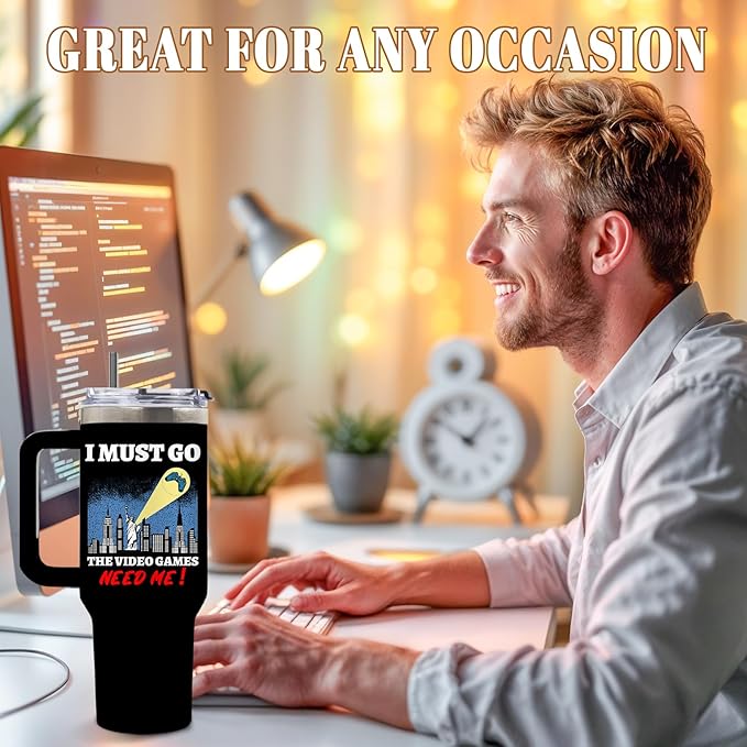 DUUV Gamer Gifts for Men, Video Game Tumbler 40 Oz with Handle and Straws, Funny Gaming Gifts for Kids Teen Boys Son Adults Dad Husband, Christmas Thanksgiving Birthday Gift for Gamers Teenage, 1PCS - Bloomnest