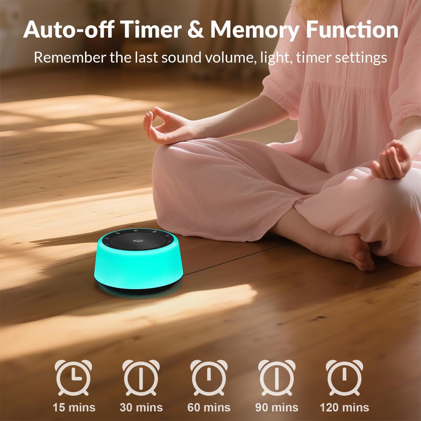 Kipcush Tibetan Singing Bowls Sound Machine - 11 Different Sized Sound Bowls with Night Light for Yoga, Meditation, Mindfulness, Healing, Chakra Healing and Stress Relief, Timer, Plug in (Black)