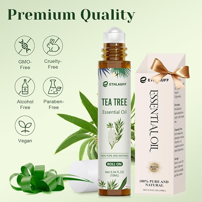 Tea Tree Oil Roll On - 100% Pure Tea Tree Essential Oil for Skin - Premium Quality Aromatherapy Oil - Bloomnest
