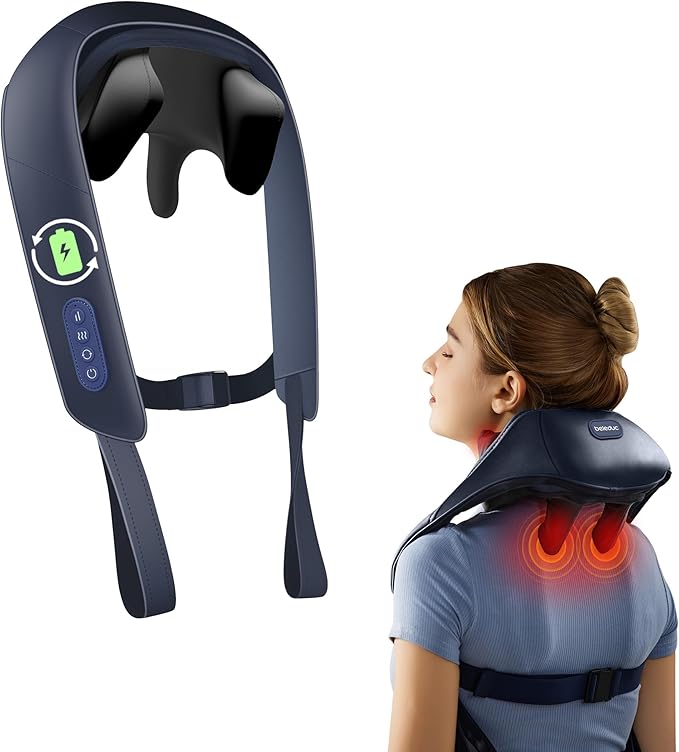 Beleduc Cordless Neck Massager with Heat,Neck Shoulder Massager for Pain Relief Deep Tissue, Massager for Back Shoulder,Gift for Men Women Mom Dad