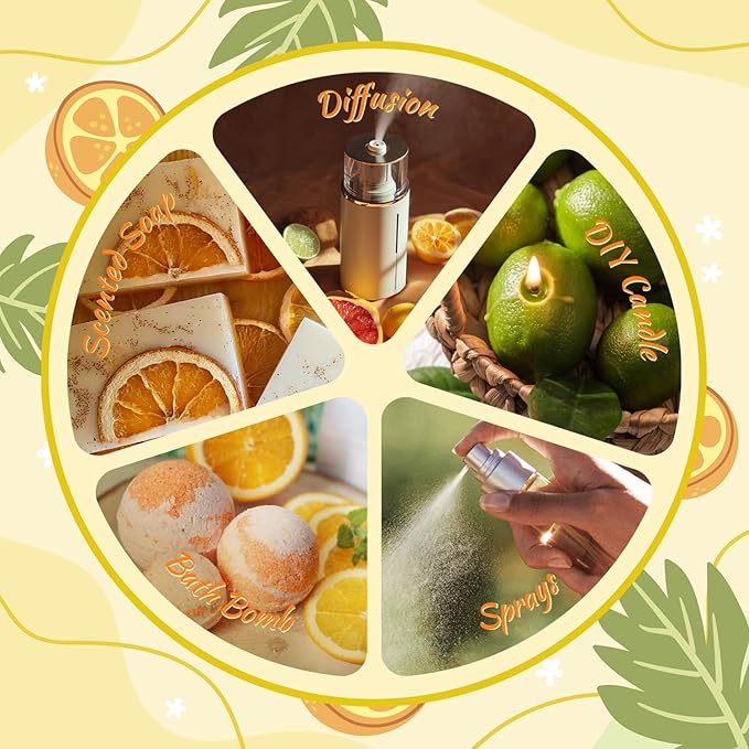 Salubrito Citrus Essential Oils Set for Diffuser, Fragrance Oil | Sweet Orange, Bergamot, Lemon, Grapefruit, Mandarin Orange, Lime Scented Oil for Soap Making, Candle Making - Bloomnest