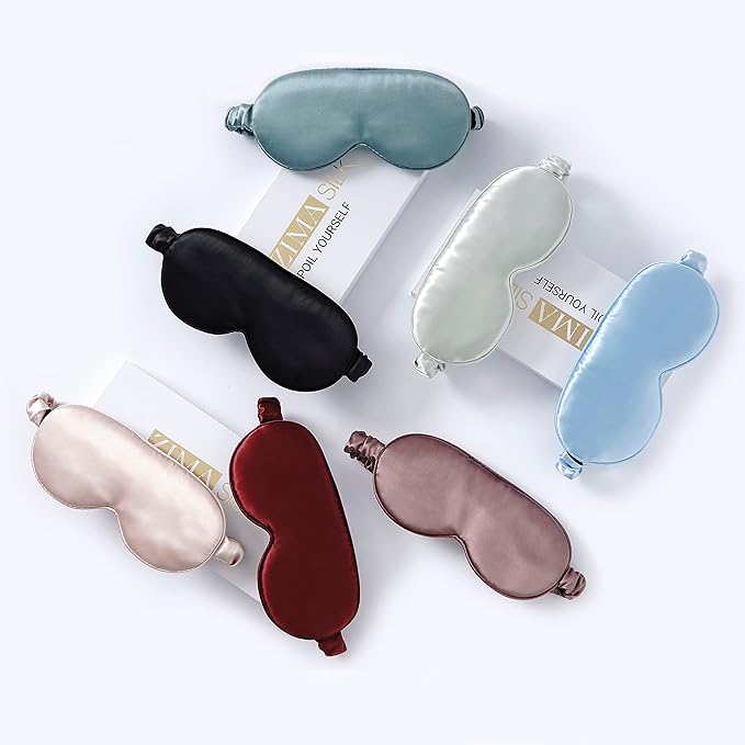 ZIMASILK Adjustable 22 Momme 100% Pure Mulberry Silk Sleep Mask, 3D Contoured Cup Eye Mask for Sleeping, Super Soft Breathable Blindfold, Perfect Blocks Light for Sleeping. (Sky Blue) - Bloomnest